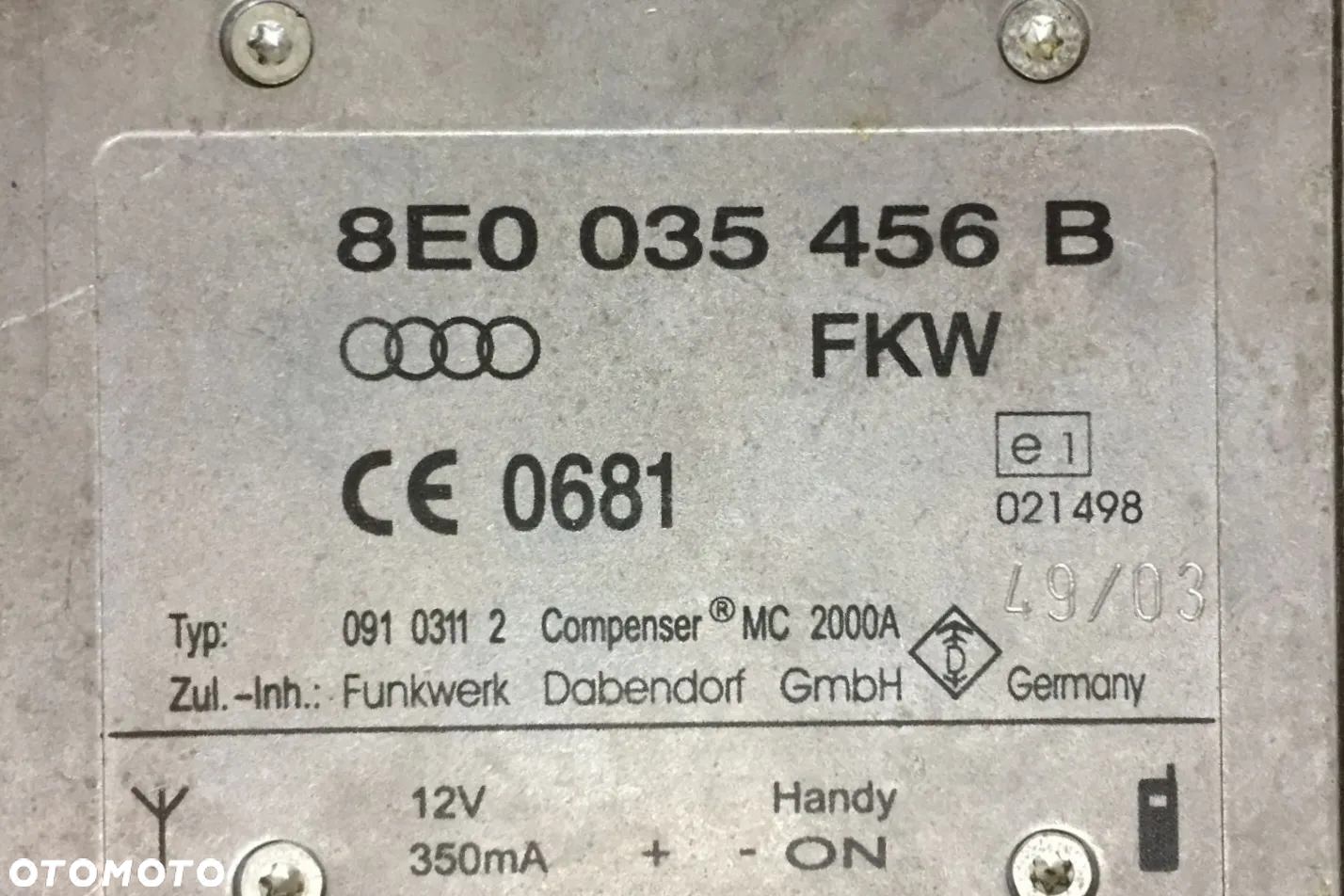 BOSE WZMACNIACZ AUDIO NAGŁOŚNIENIA RADIA ANTENY AUDI A4 B6 8E0035456B - 6