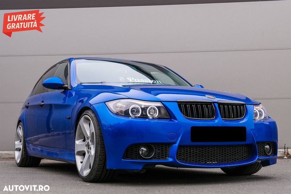 Grile Centrale Duble BMW Seria 3 E90 E91 Pre-LCI (2005-2008) M-Design Negru Lucios- livrare gratuita - 8