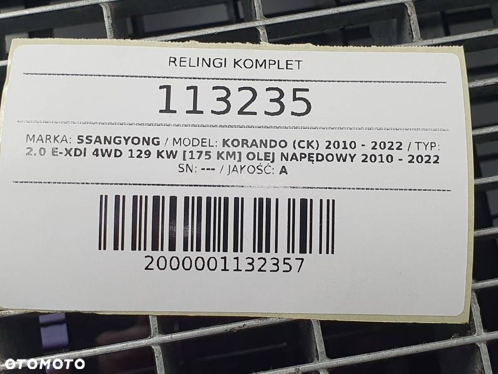 RELINGI KOMPLET LEWA PRAWA SREBRNE SSANGYONG KORANDO III - 10