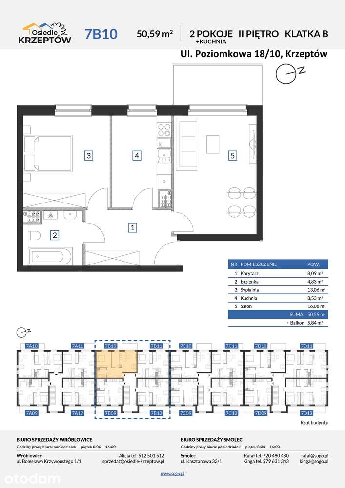 56,59m² +STRYCH 34m² +BALKON 5,84m² +M.PARKING.-pod Wrocławiem+las