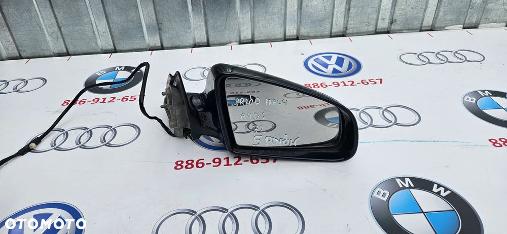 AUDI A4 B6 Lusterko zewnętrzne prawe Lusterko pasażera 5 KABLI Europa Kolor Granatowe Ciemny granat - 4