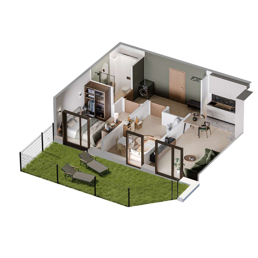 3 pokoje 54,47 m², ogród, nowe, Harmony Garden