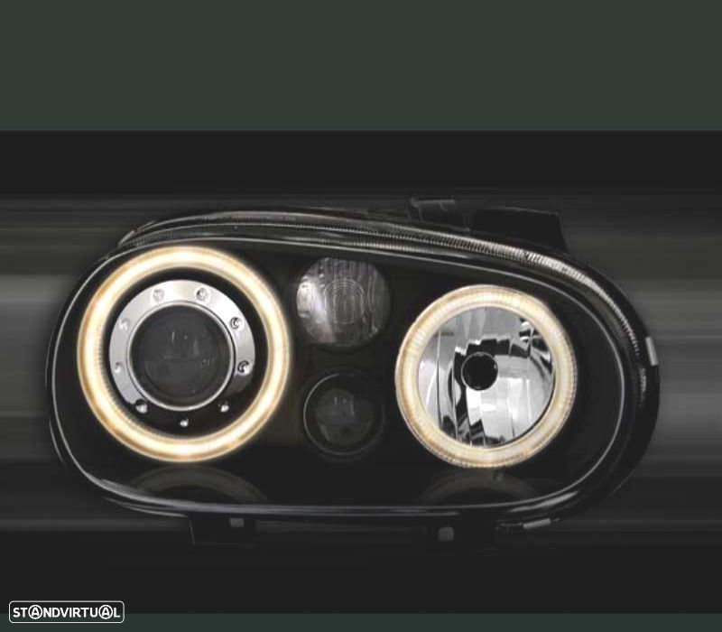 FARÓIS VOLKSWAGEN VW GOLF 4 ANGEL EYES LOOK R32 FUNDO NEGRO - 2