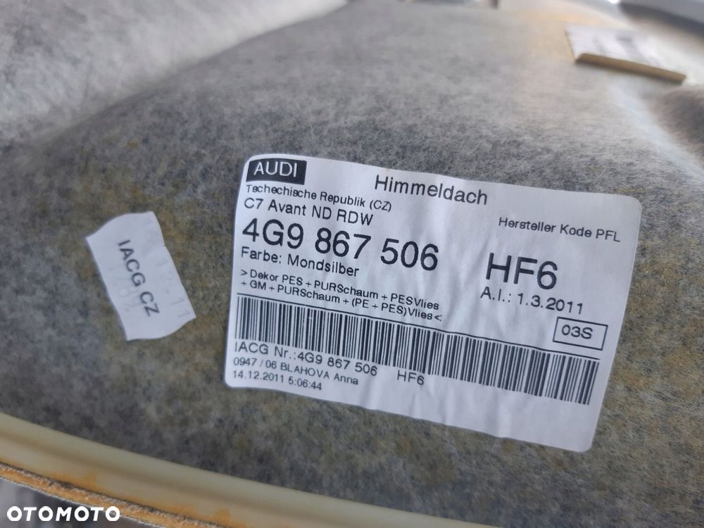 audi a6 c7 avant kombi podsufitka sufit mondsilber 4g9867506 - 8