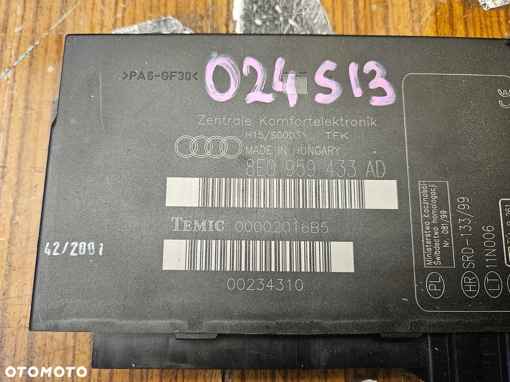 Moduł 8E0959433AD Komfortu Sterownik Komputer Audi A4 S4 B6 B7 - 2