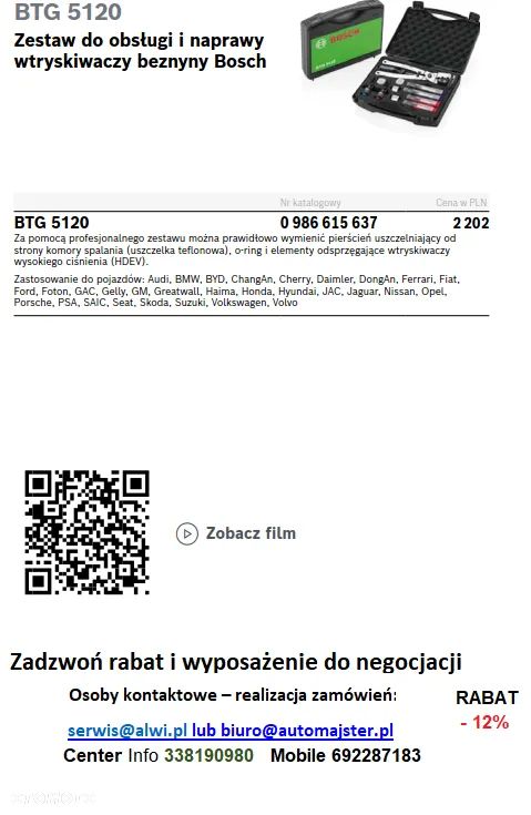 Dci 700 Bosch 0 683 725 001 tester wtryskiwaczy Kodowanie - 30