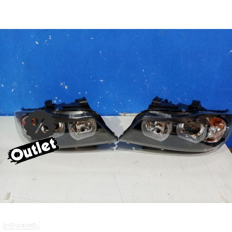 R014101C1 FARÓIS XENON BMW E90 E91 05-08 ANGEL EYES U LED 3D FUNDO PRETO - 5