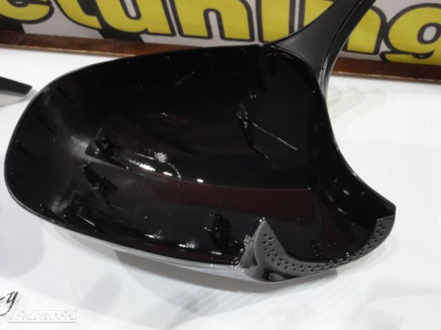 Capas / carcaça de espelhos preto brilhante BMW Serie 1 E81, E82, E87, E88 M1 look LCI 07-11 - 13