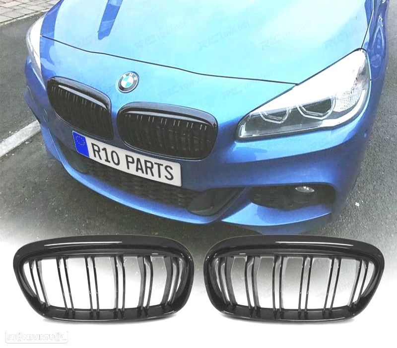 GRELHAS BMW F45 F46 15-17 DESPORTIVA DUPLA BARRA PRETO BRILHANTE - 1