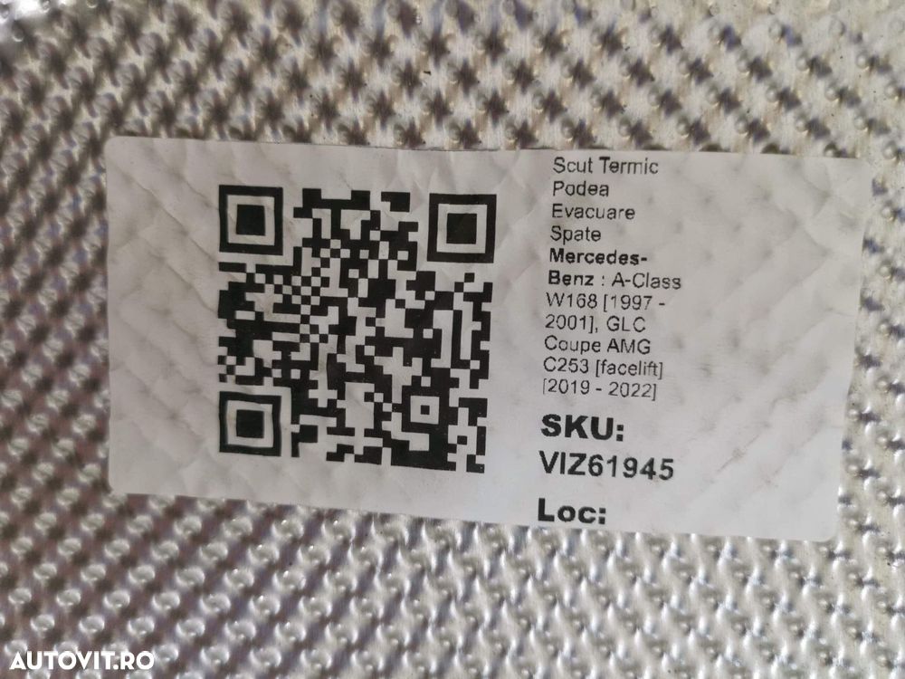 Scut Termic Podea Evacuare Spate Mercedes-Benz  A-Class W168 1997 1998 - 8