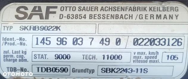 Oś osie SAF do naczepy SKRB9022K - 2