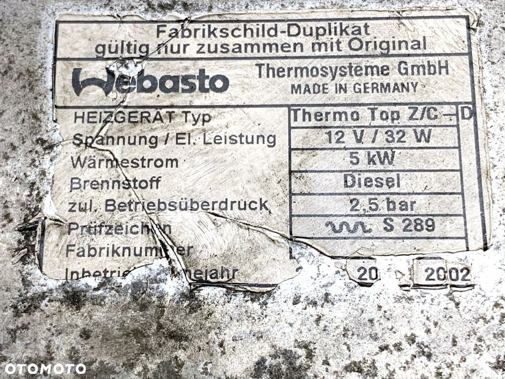 WEBASTO - 229.00 PLN - MERCEDES-BENZ KLASA A (W168) 1997 - 2005 A 170 CDI (168.008) 66 kW [90 KM] - 7