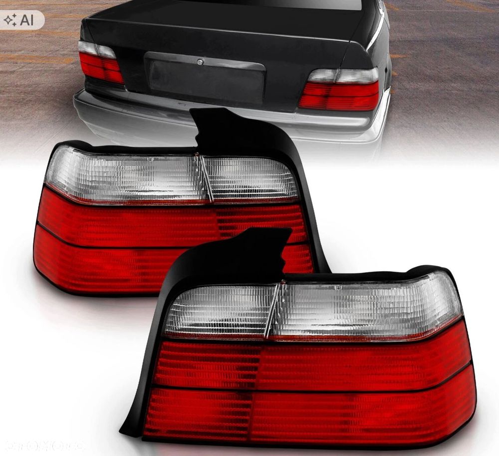 Lampy tyl ne kpl Tuning Red White Biało Czerwone Bmw 3 e36 Sedan Limuzyna - 2
