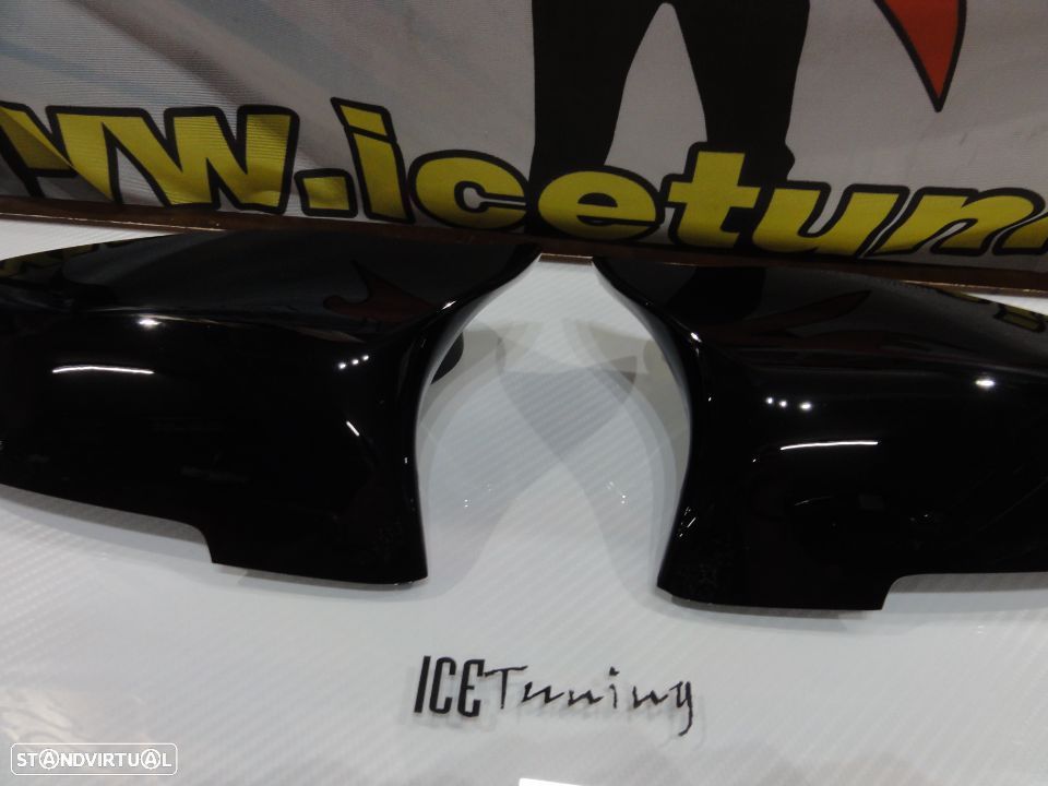 Capas, carcaça espelhos M4 look preto brilhante BMW F10 F11 F18 F07 (GT 5GT) F06 F12 F13 F01 F02 - 4