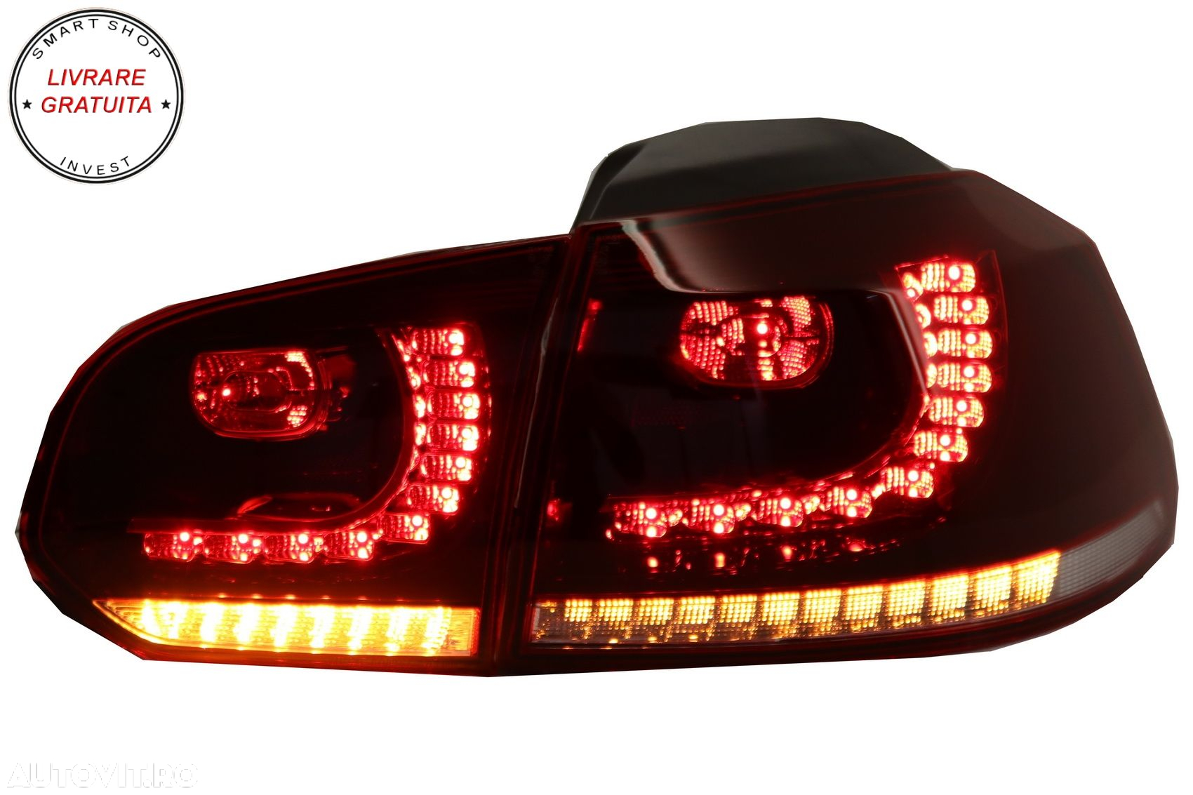 Stopuri FULL LED VW Golf 6 VI (2008-2013) R20 Design Semnal Secvential Dinamic- livrare gratuita - 3