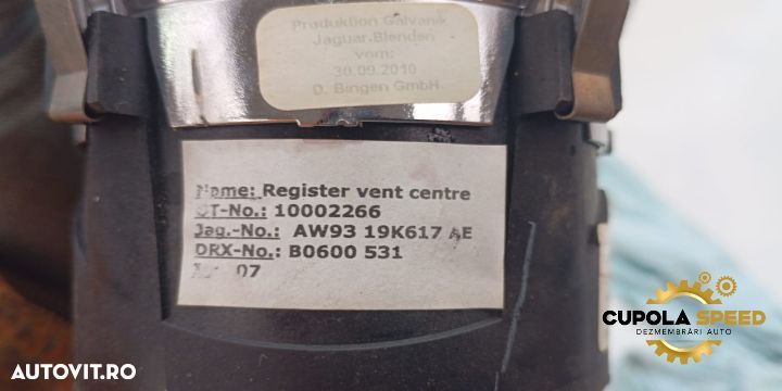 Grila ventilatie bord centru AW93-014A25-AE Jaguar XJ X351 [2009 - 20 - 3