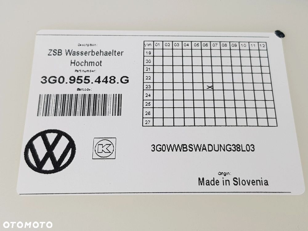 NOWY ORYGINALNY Zbiornik płynu spryskiwaczy Volkswagen Passat B8 3G0955448G - 8
