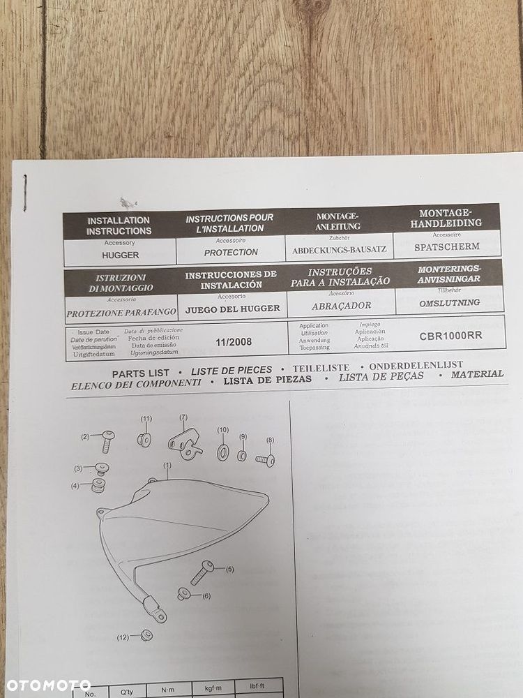 Błotnik tył chlapacz Honda CBR1000 RR Fireblade  08F63-MFL-840A - 10
