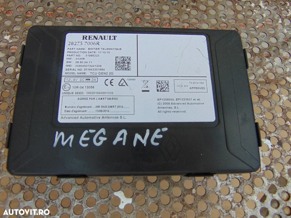 Modul navigatie Renault Megane 4 an 2016-2016 cod 282757006r Captur Kadjar modul telematic calculator - 2