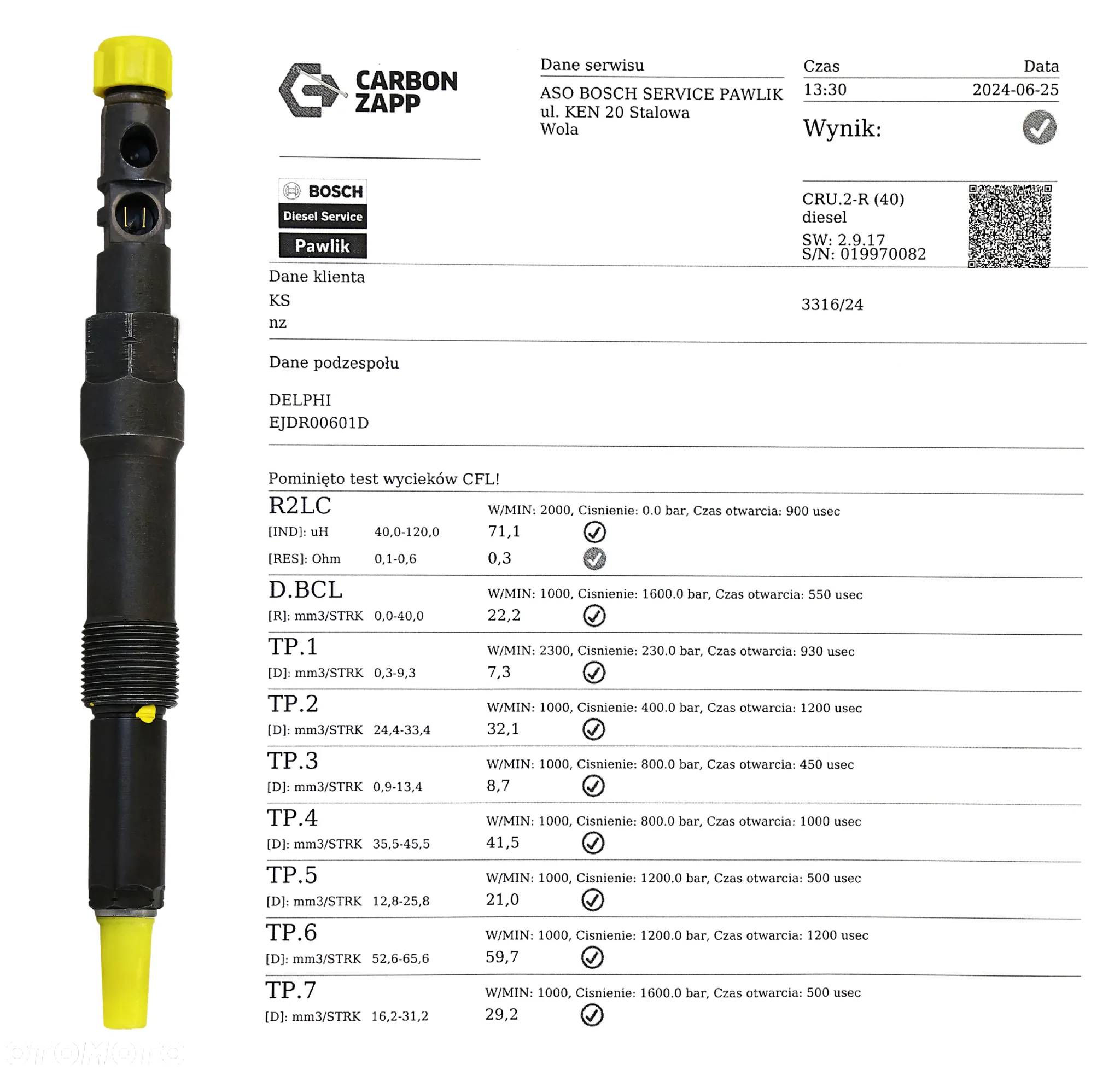 Wtryskiwacz Regenerowany Delphi EJDR00601D - 2