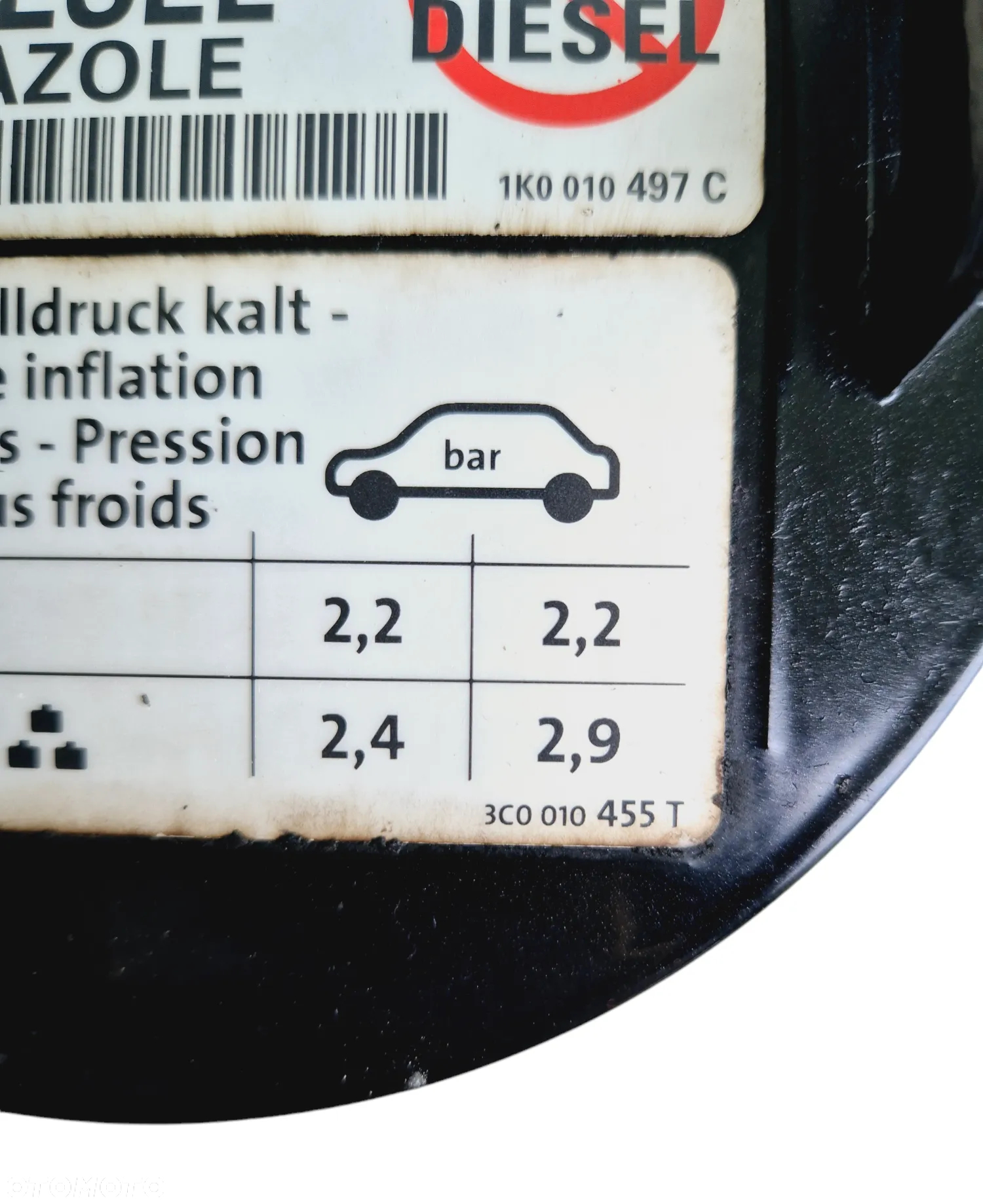 KLAPKA WLEWU PALIWA VW PASSAT B6 SEDAN LC9X CZARNA 3C5809857 3C0010455T - 11