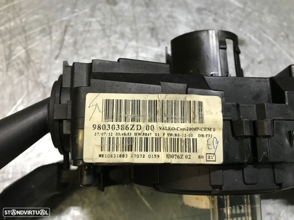 COMUTADOR / MANETES LUZES / PISCA / FITA AIRBAG PEUGEOT 208 98030386ZD COM2008 - 5