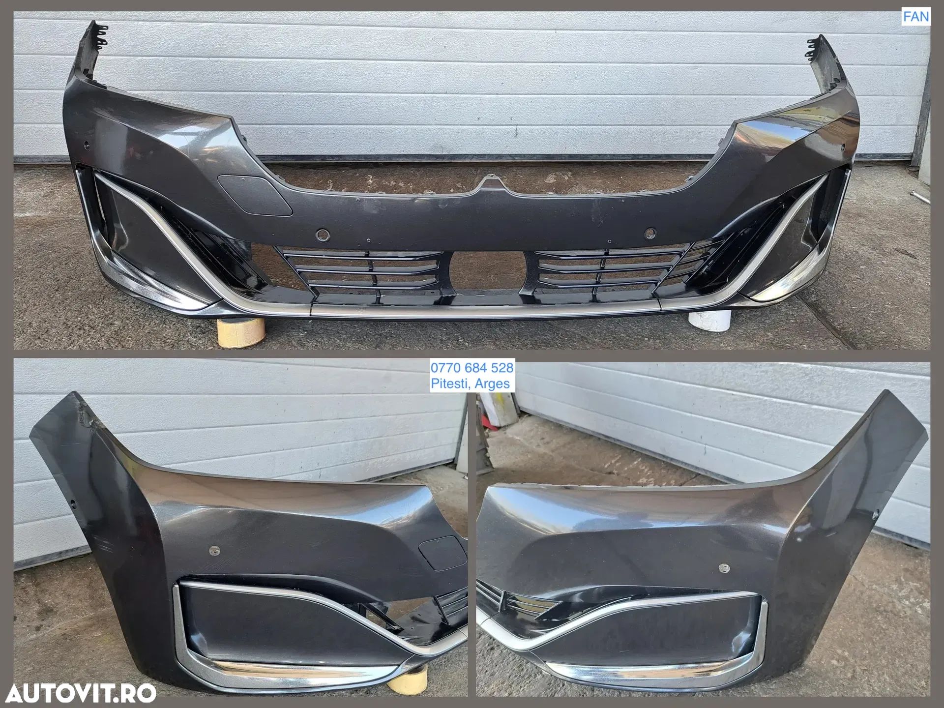 Bara fata negru cu chrome BMW seria 7 G11 LCI G12 LCI Senzor radar Senzor PDC Senzor crush impact frontal Senzor temperatura Instalatie electrica senzori bara fata - 1