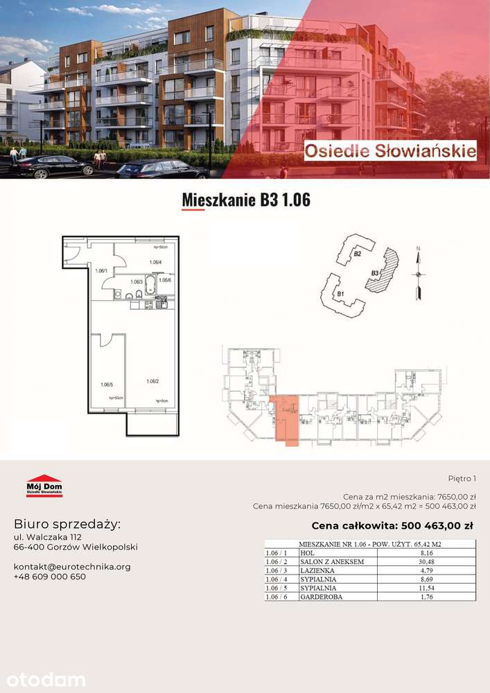 Nowoczesne mieszkanie - 65m2, B3 1.06