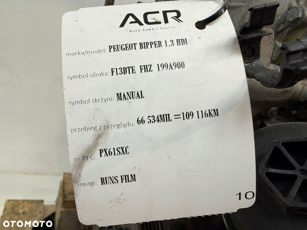SILNIK 199A9000 Citroen Nemo Peugeot Bipper 1.3 HDI 75KM diesel FHZ 109tyś - 3