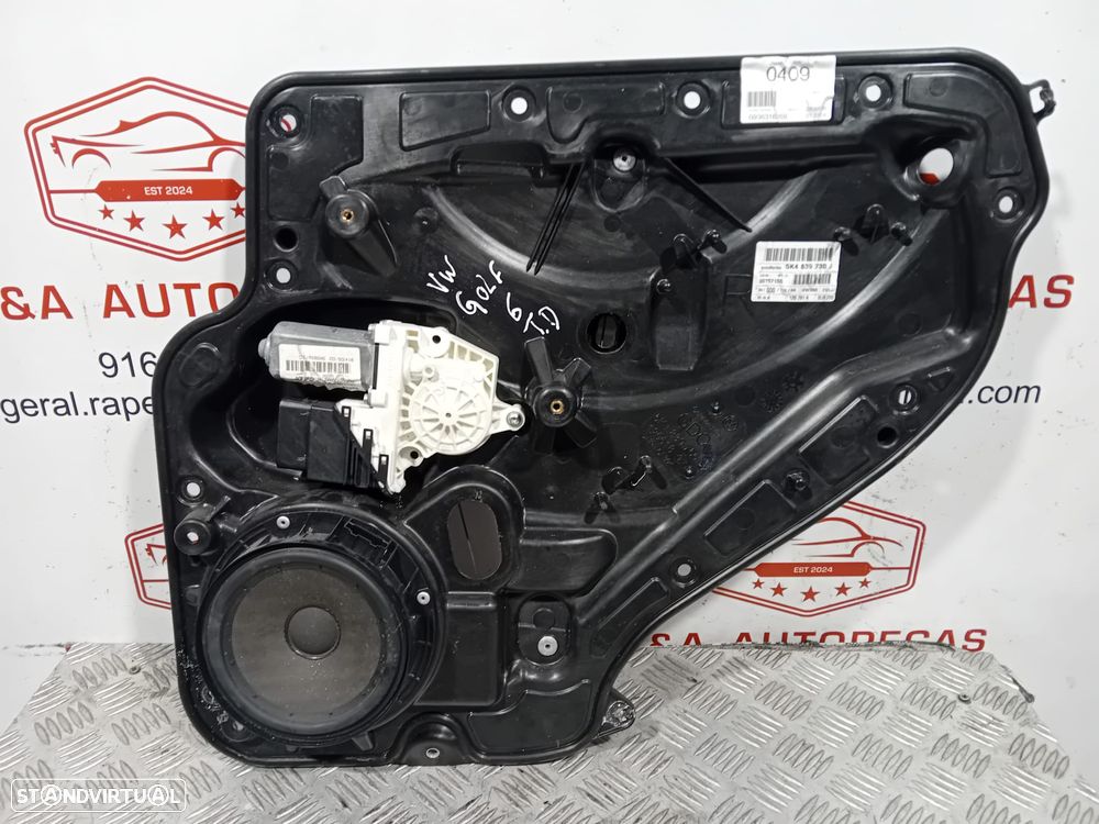 Elevador e Motor de Vidro Porta Trás Direito VW Golf 6 VI 5K4839730J Original - 1