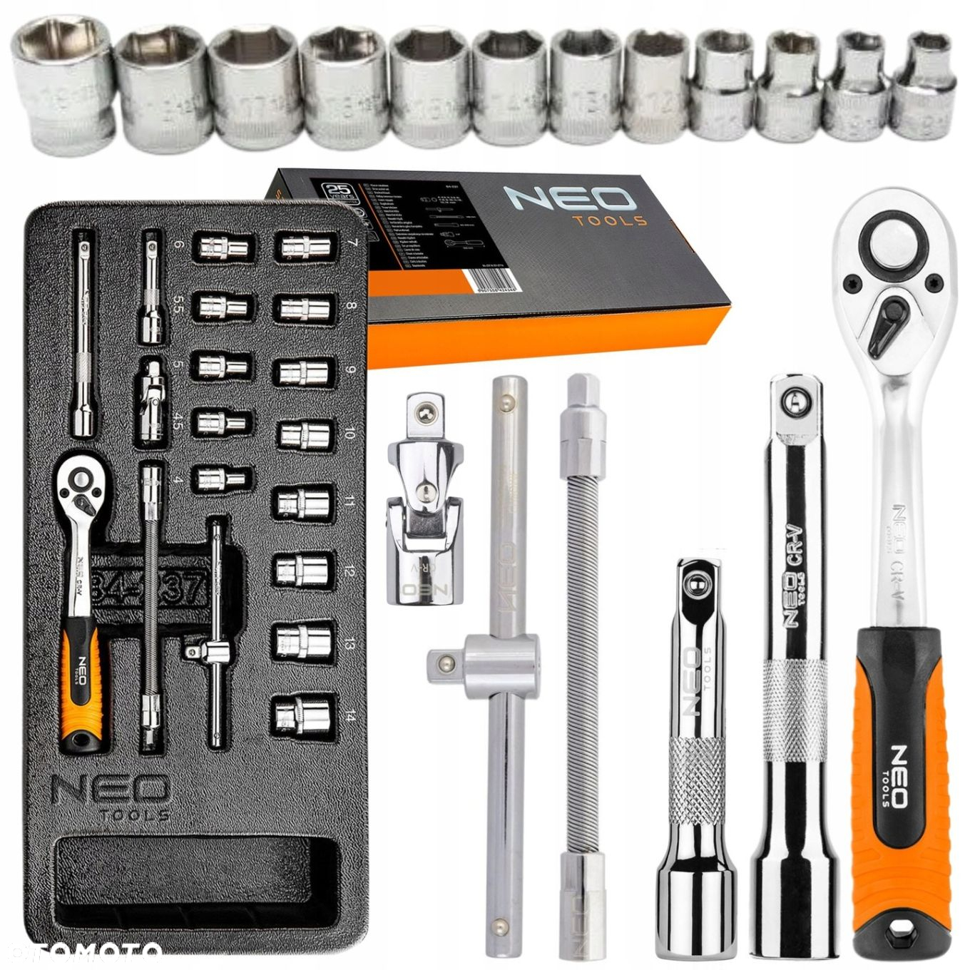 NEO WKŁAD KLUCZE NASADOWE 1/4" 19 SZT 84-237 - 11