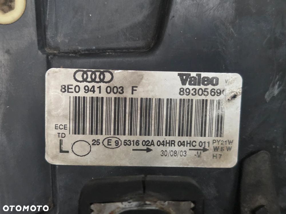 AUDI A4 B6 LAMPA PRZÓD PRZEDNIA LEWA VALEO 8E0941003F - 5
