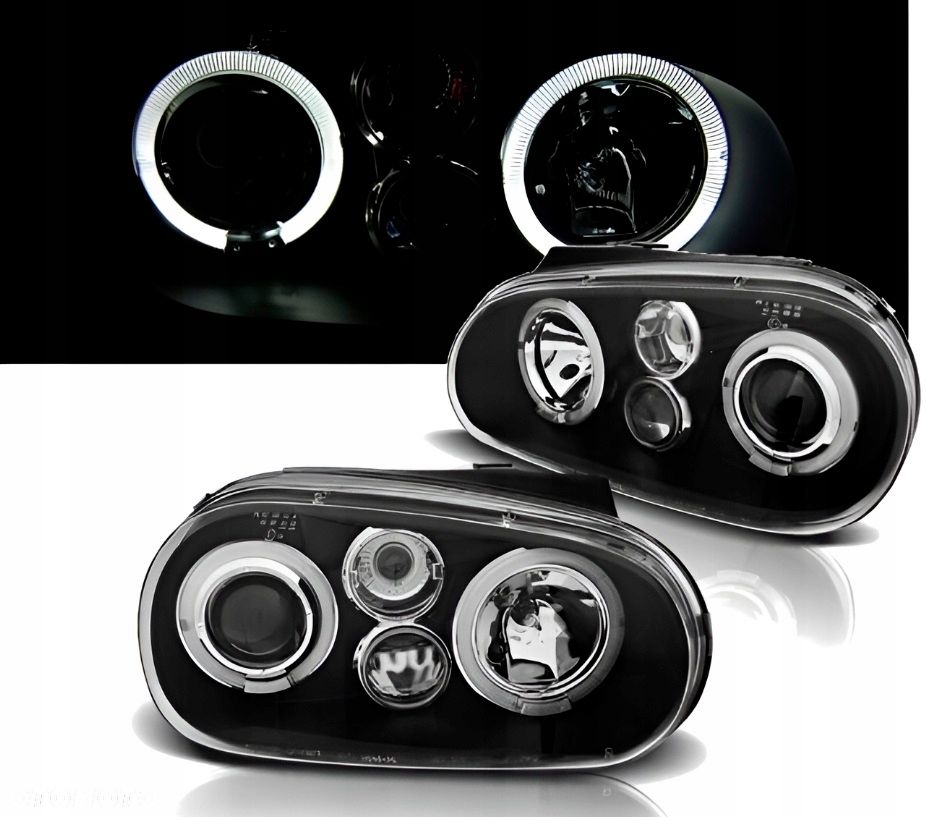 Reflektory Lampy kpl Ringi Angel Eyes Led Diody Czarne VW Golf IV 4 1j 1998 - 4