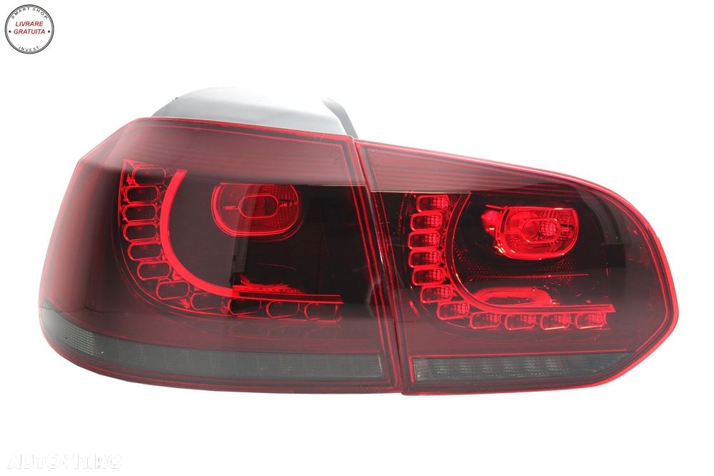 Stopuri Full LED VW Golf 6 VI (2008-2013) R20 Design Rosu Fumuriu cu Semnal Dinami- livrare gratuita - 4