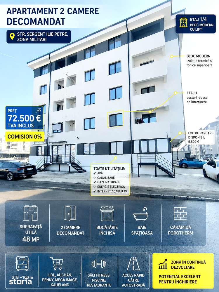 Apartament 2 camere,cu lift,zonaMilitari Residence, str Sg Ilie Petre — fotografia 1