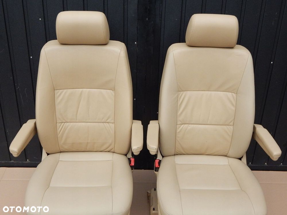 vw t5 multivan fotel kierowcy pasażera prawy lewy komplet skóra beżowy - 4
