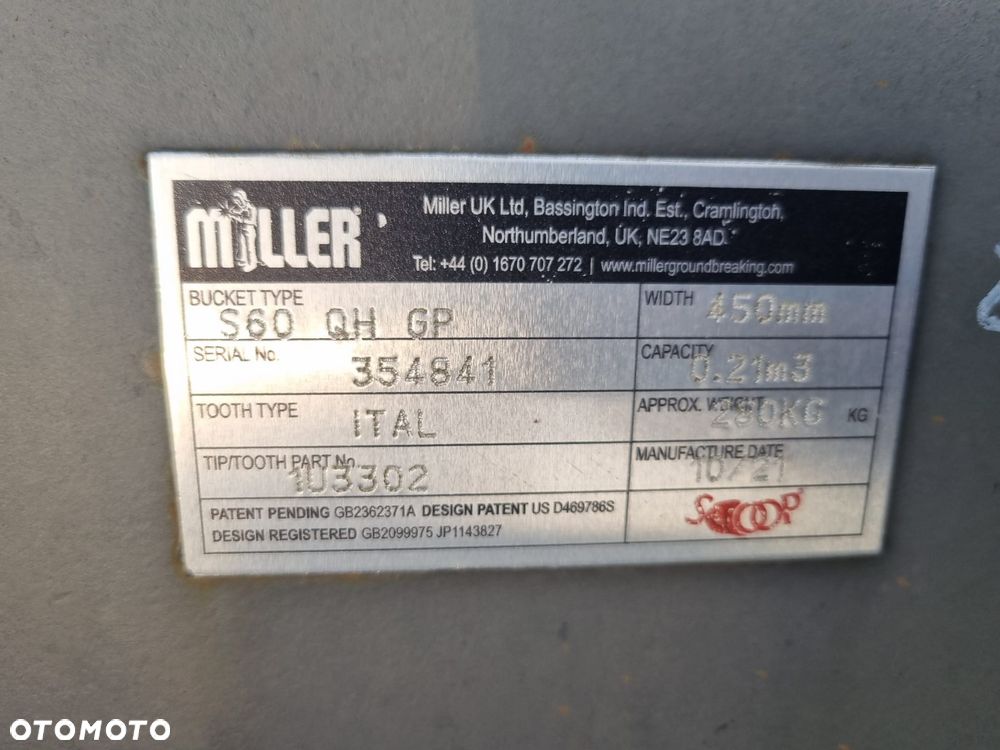 Łyżka kopiąca Miller złącze S60 45cm do koparki do kopania łyżki Volvo Hitachi - 5