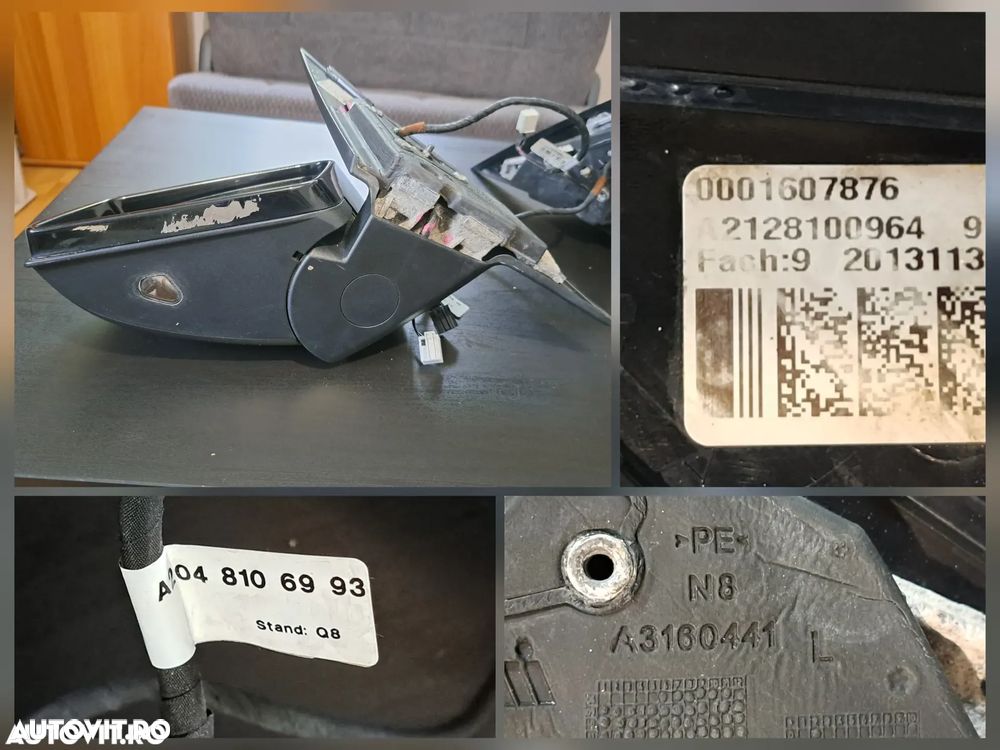 Oglinda exterioara retrovizoare stanga cu lumina ambientala si sticla electrocrom, dreapta electrica ( putin zgariata ) Originale Mercedes W204 facelift si W204 culoarea negru - 3