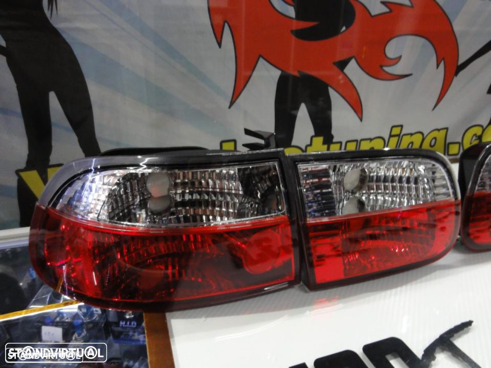 Faróis / farolins traseiros Honda Civic 92-95 3 portas Vermelho Cristal - 2