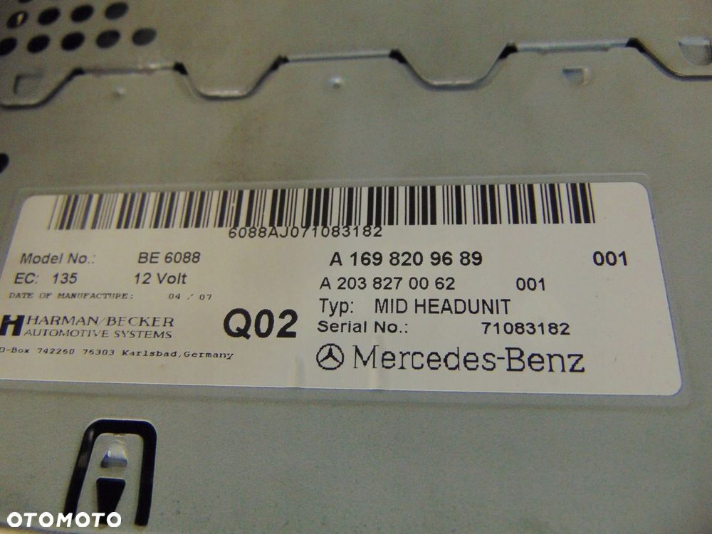 RADIO ODTWARZACZ CD MERCEDES B KLASA W245 EUROPA - 13