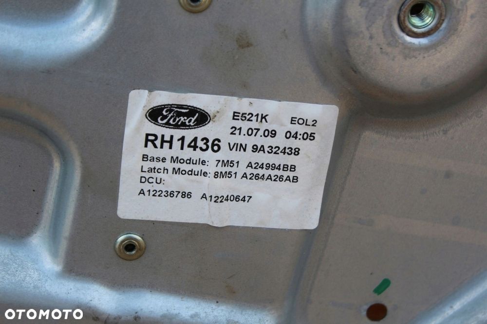 Mechanizm podnośnik szyby PRAWY TYŁ Ford Focus MK2 HB LIFT 7M51A24994BB - 2