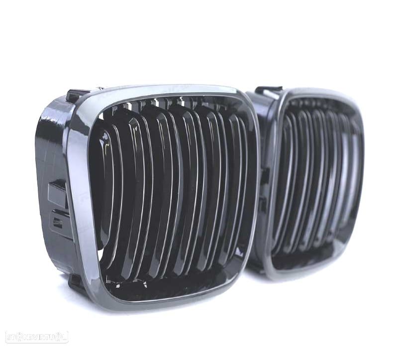 GRELHAS FRONTAIS BMW E46 SEDAN TOURING 98-01 LOOK M PRETO BRILHANTE - 3