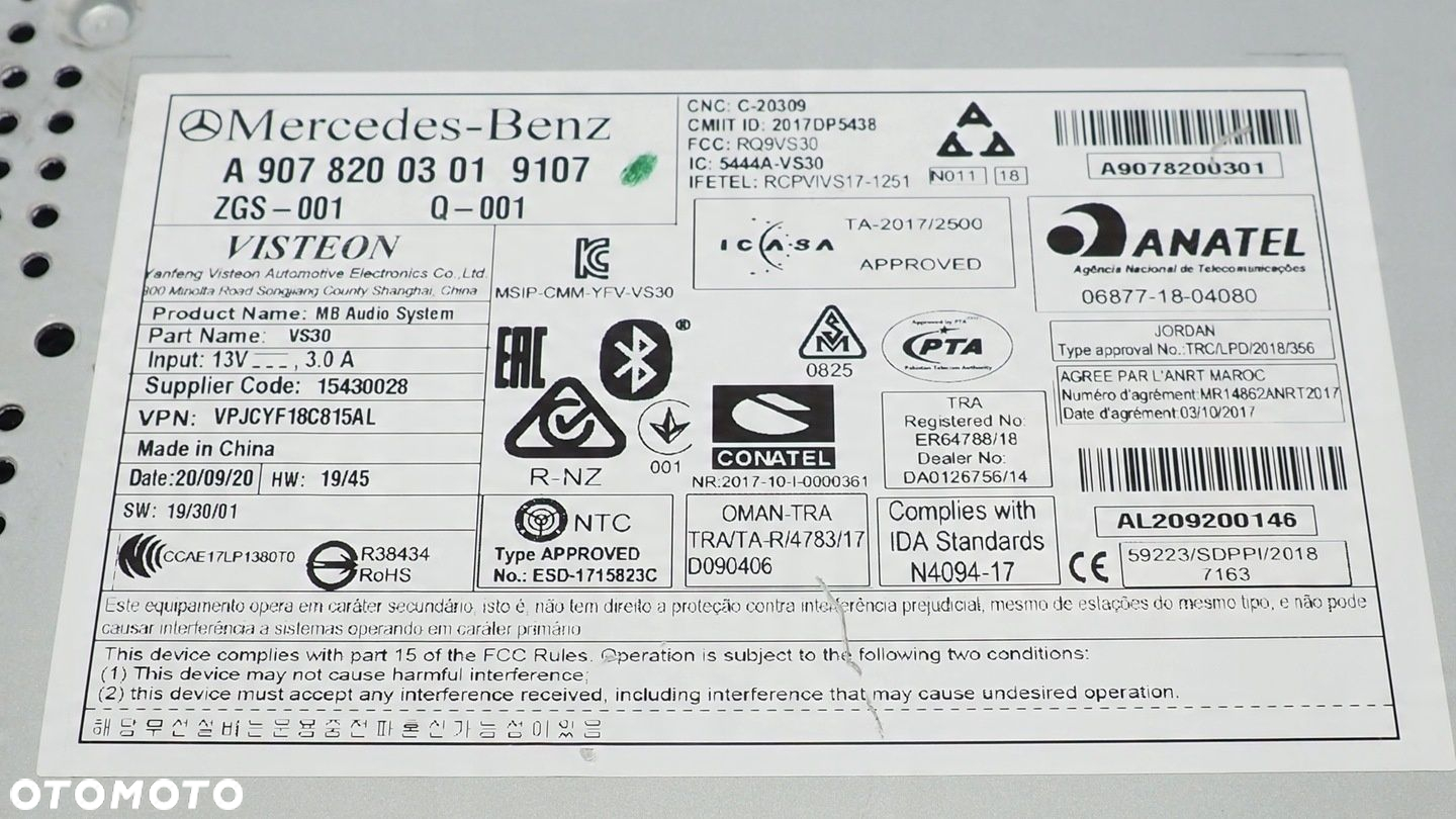 Mercedes Sprinter W907 radio fabryczne A9078200301 - 7