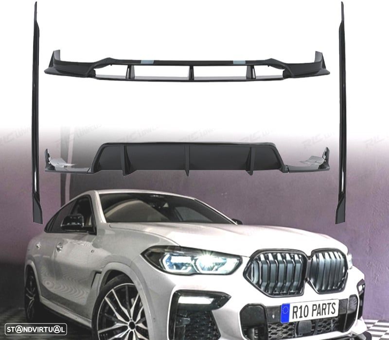 KIT CARROÇARIA BMW X6 G06 19- LOOK BLACK KNIGHT PRETO BRILHANTE - 1