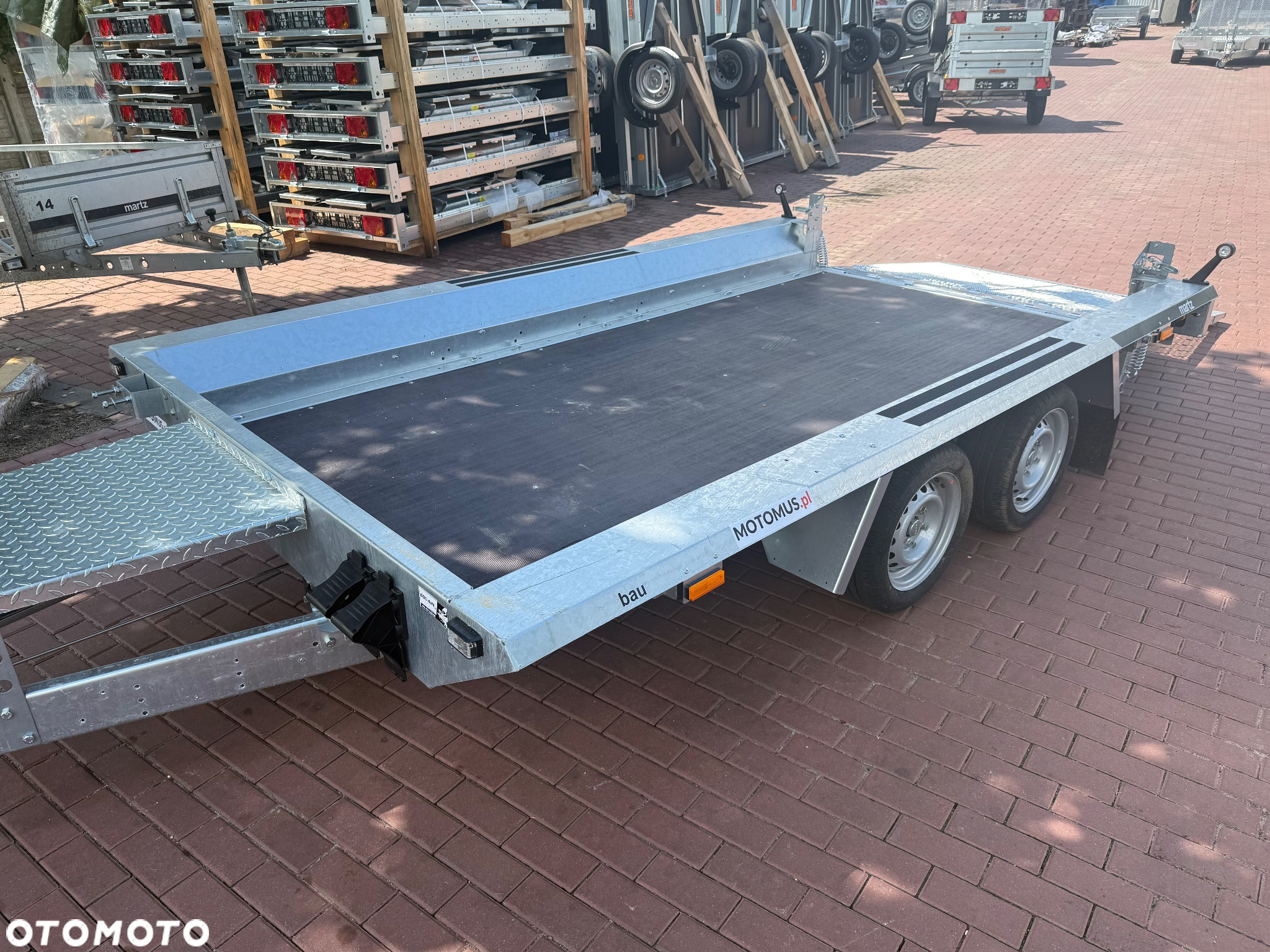 Martz Przyczepa do przewozu sprzętu budowlanego Martz Bau 3 350/2 350x160 3000kg 2 osie pod koparke koparka walec MOTOMUS od ręki - 11