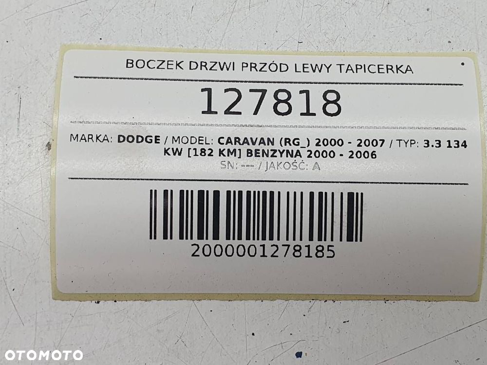 BOCZEK DRZWI PRZÓD LEWY TAPICERKA DODGE CARAVAN IV CHRYSLER VOYAGER IV - 12