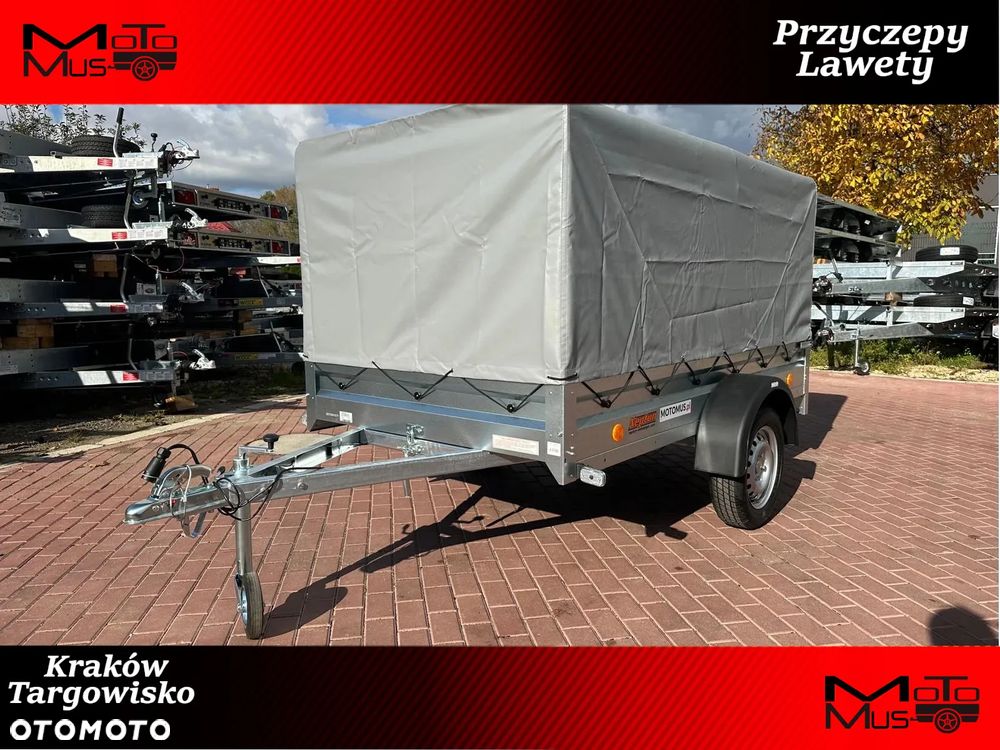 Neptun Neptun Przyczepa Neptun N7-236 PTW 236x129x30 + stelaż i plandeka H80 cm DMC 750 kg 1 osiowa funkcja uchyłu