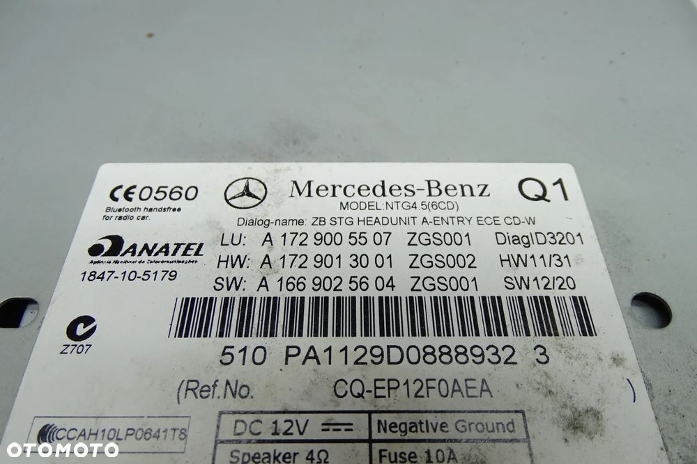 MERCEDES SLK W172 RADIO NAWIGACJA WYŚWIETLACZ 1729005507 - 5