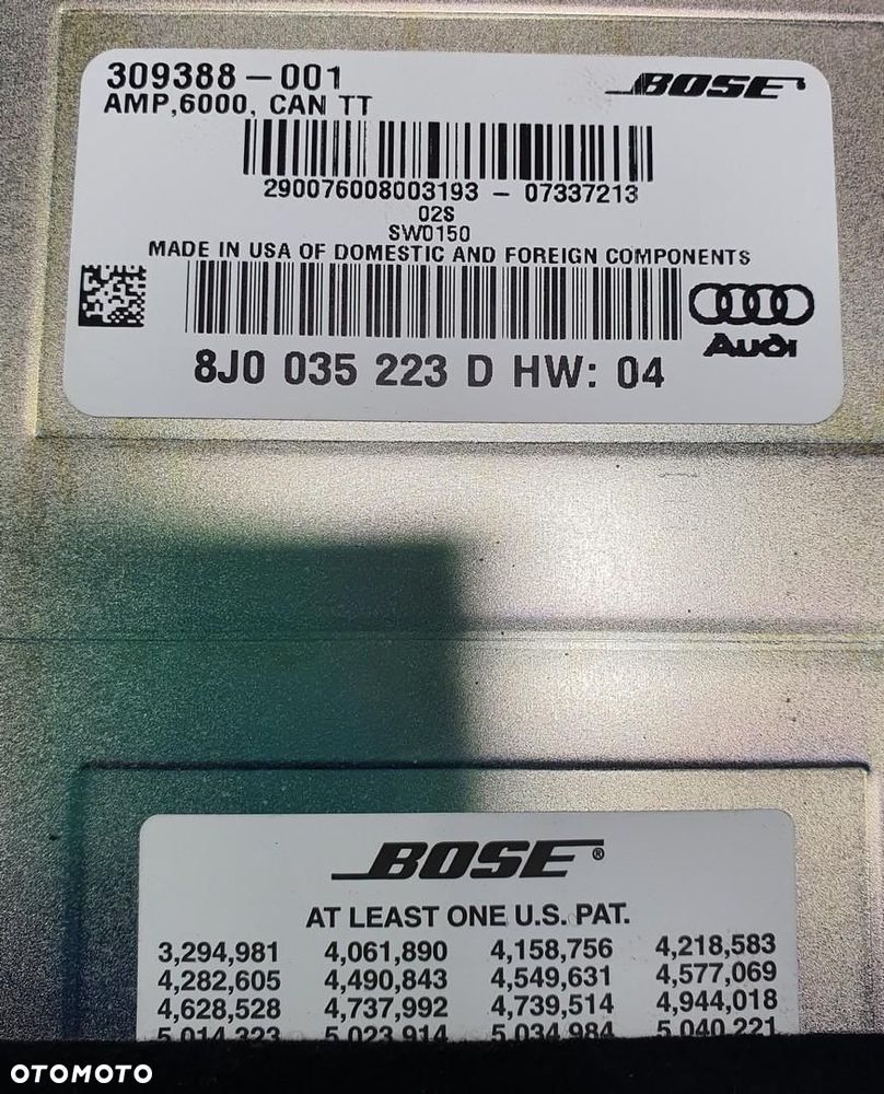 WZMACNIACZ AUDIO BOSE AUDI TT 8J 8J0035223D - 4