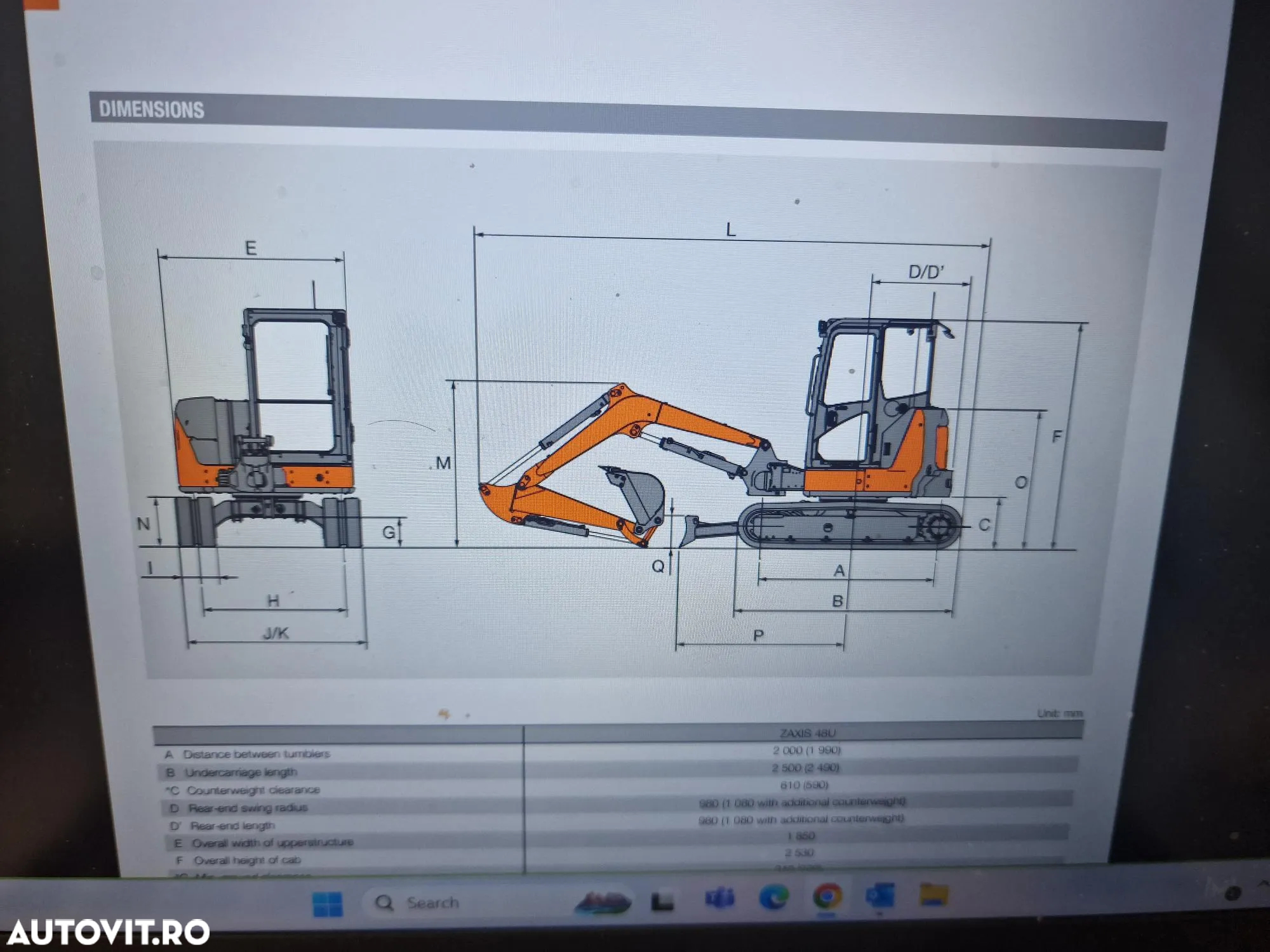 Hitachi ZX48, 5 TONE, 2023, 826h, CUPA NOUA,  44900 EUR+Tva, inst picon, senile 90% ok, computer de bord, produs in JAPONIA, CA SI NOU, posibilitate lkeasing 4 ani-PROMOTIE 44900 EUR+Tva - 34